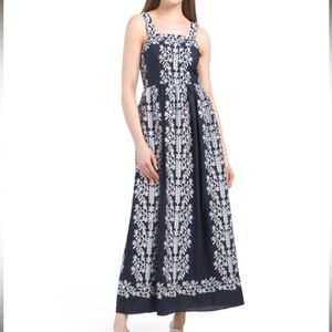 Julia Jordan Navy Embroidered Maxi Dress